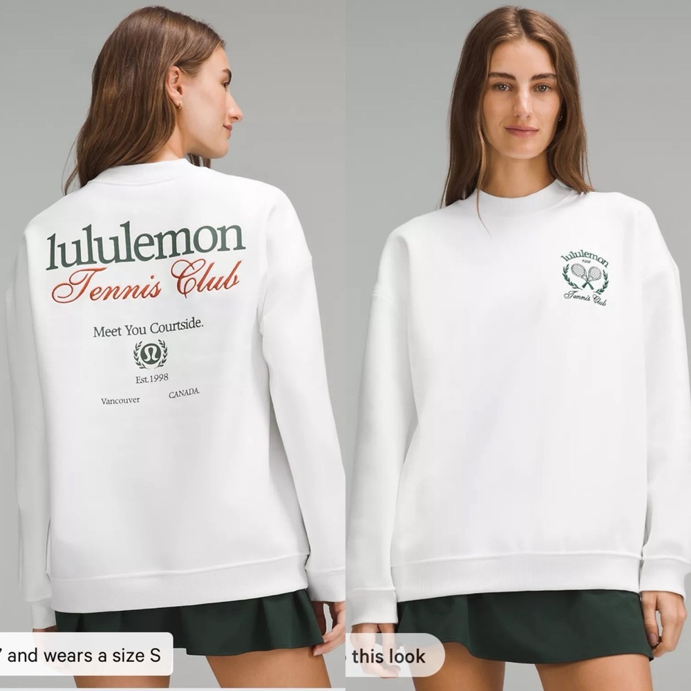 NWT Lululemon Heavyweight Fleece Pullover
Tennis Club White/Alouette/Firecracker